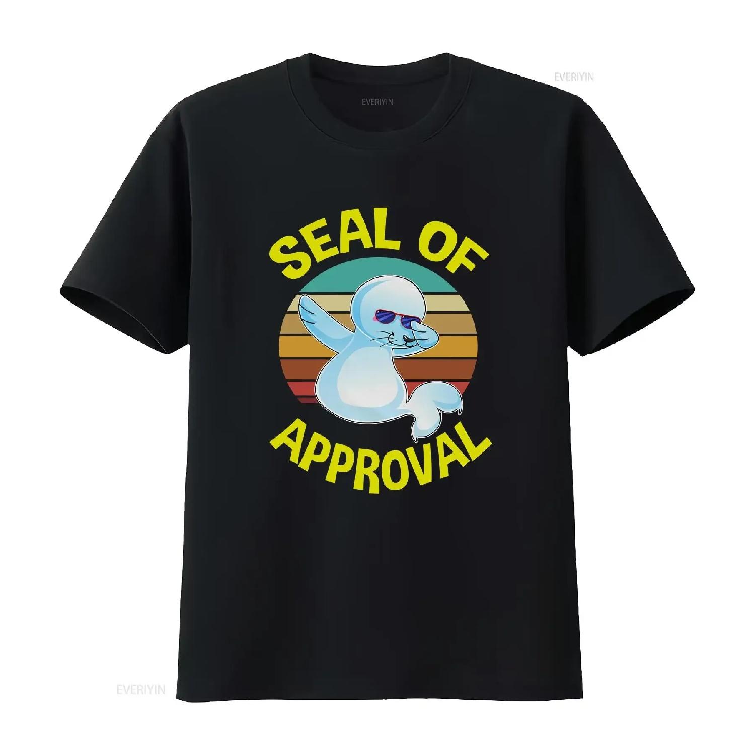 Seal Of Approval T Shirt Funny SweaT Lover s Puns Baby vintage Washed streetwear Stretched Top For Everyday Wear Casual Stylish S чёрный