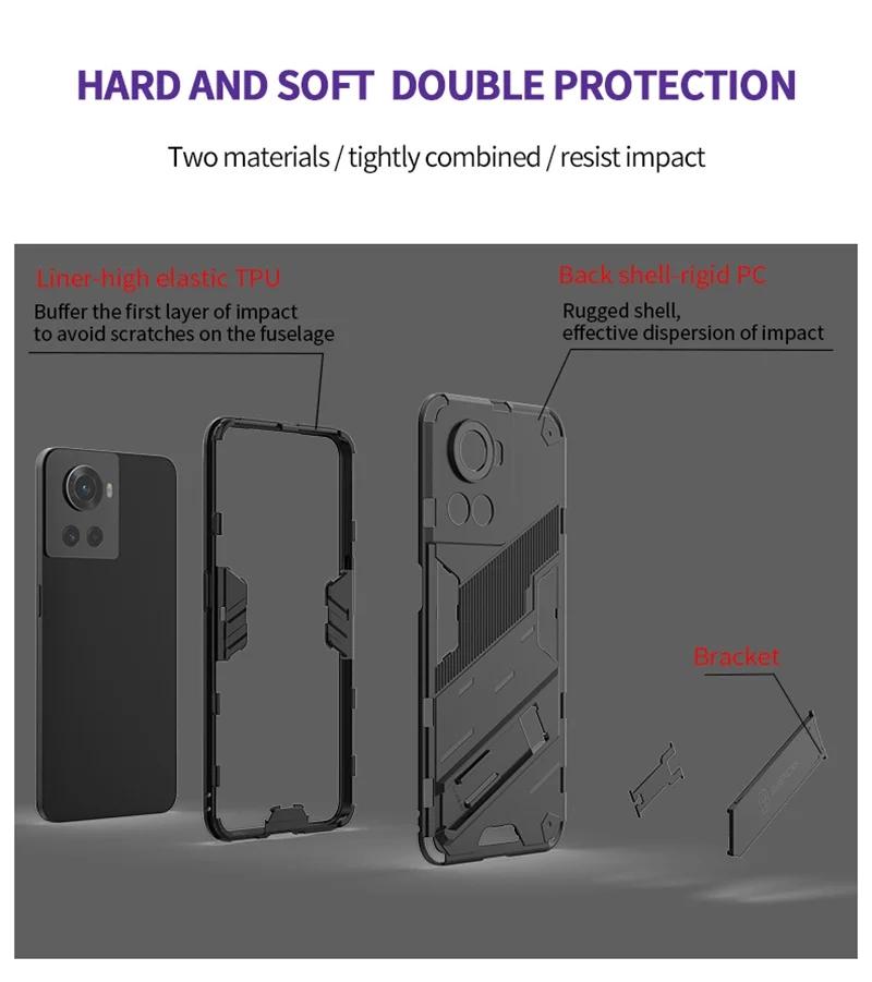 Für OnePlus Ace 5G Hülle Schützen Sie die Rückseite Stoßfestes Panzergehäuse Für One Plus 10R 10 R Hülle Anti-Fall Schutz Ständer Coque
