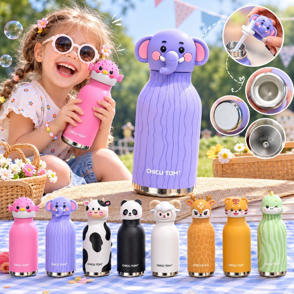 Cartoon Animal Shapes Insulated Water Bottle 480ml Vacuum Insulated Bottle  for Daily Use