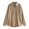 Spring Korean Style Solid Color Long Sleeve Overlap Shirt for Women