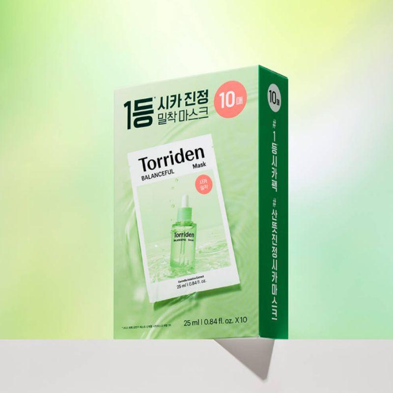 Torriden BALANCEFUL Cica Soothing Mask Pack 10 Sheets Calming Hydrating Sheet Mask for Sensitive Skin