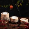 3Pcs Wooden Stump Candle Holder Votive Tealight Candle Stand Rustic Farmhouse Living Room Bathroom Candlestick Decoration Table Centerpiece Ornament