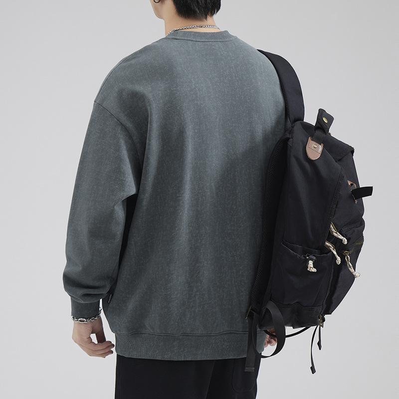 Осенний американский свитер с круглым вырезом из плотного хлопка — фото 3