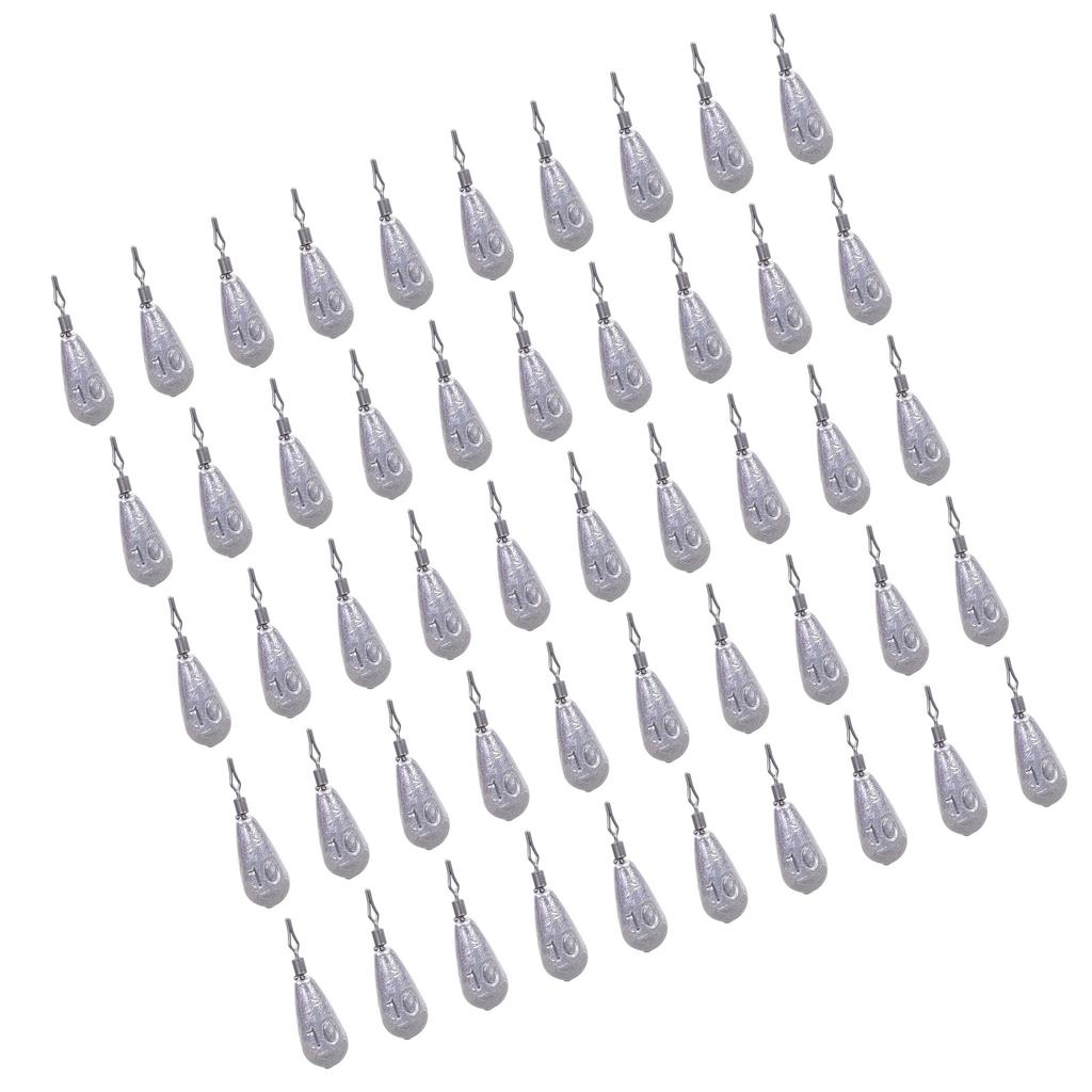 50pcs Saltwater Fishing Weights Fishing Bottom Sinkers Weight Bass Casting Fishing Weights Sinkers 360 Degree Rotating