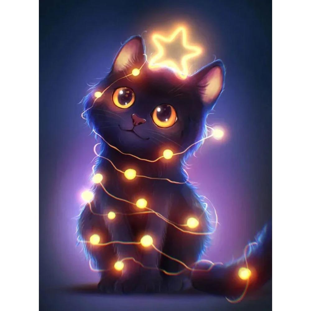 

Алмазная картина Полный дрель Санта-Клаус Круглая алмазная живопись Ручная работа Милый кот Diy С Рождеством Алмазная мозаика Картина Украшение дома Full Square 25X37.5CM