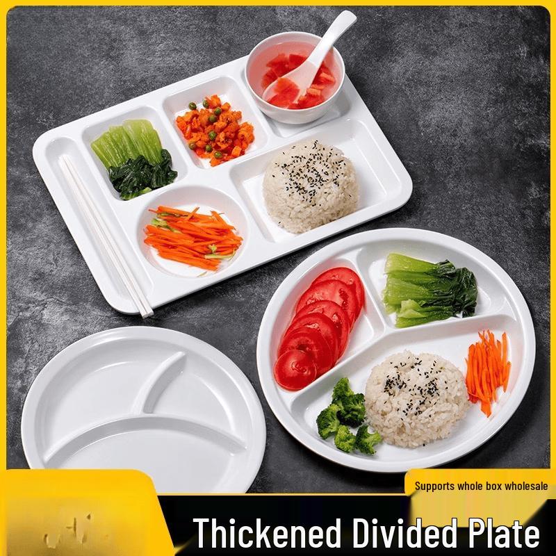 KANGMO Melamine Square 3-Compartment Dinner Plate Set