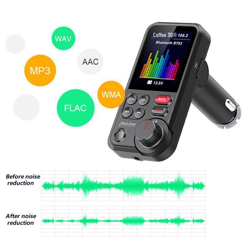 BT93 Bluetooth Car Charger with QC3.0, Hands-free Calling, MP3 Player, Card Slot, HiFi Lossless Audio