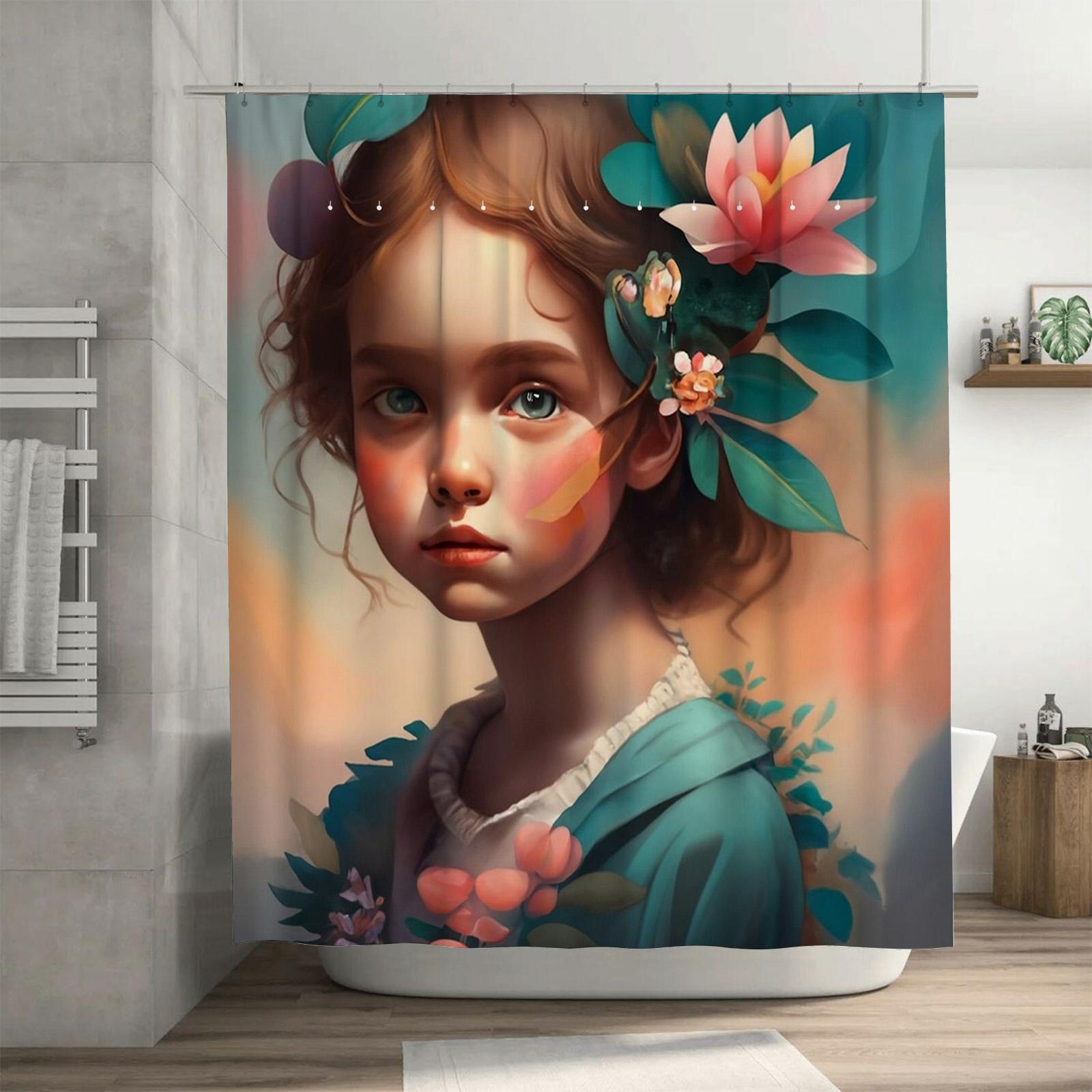 

Элегантная Цветочная Портретная Шторка для Душа - Водонепроницаемая, Устойчивая к Плесени, Машинная Стирка для Шикарного Ванного Комната 90X180cm(35x70in)