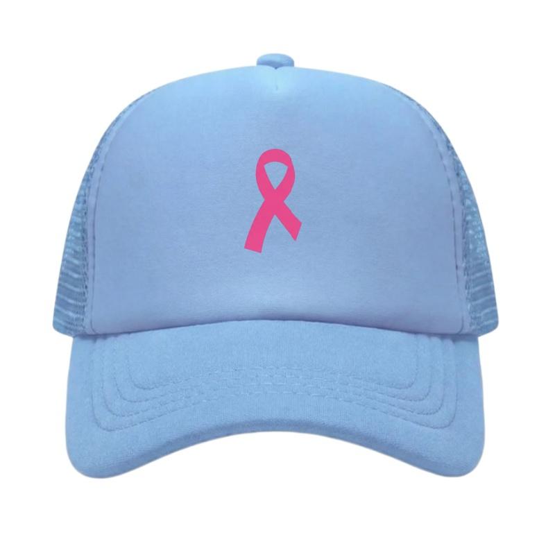 Pink Ribbon Printed Adjustable Baseball Cap Classic Snapback Dad Hat Breathable Mesh Hat Golf Fishing Outdoor Sun Cap
