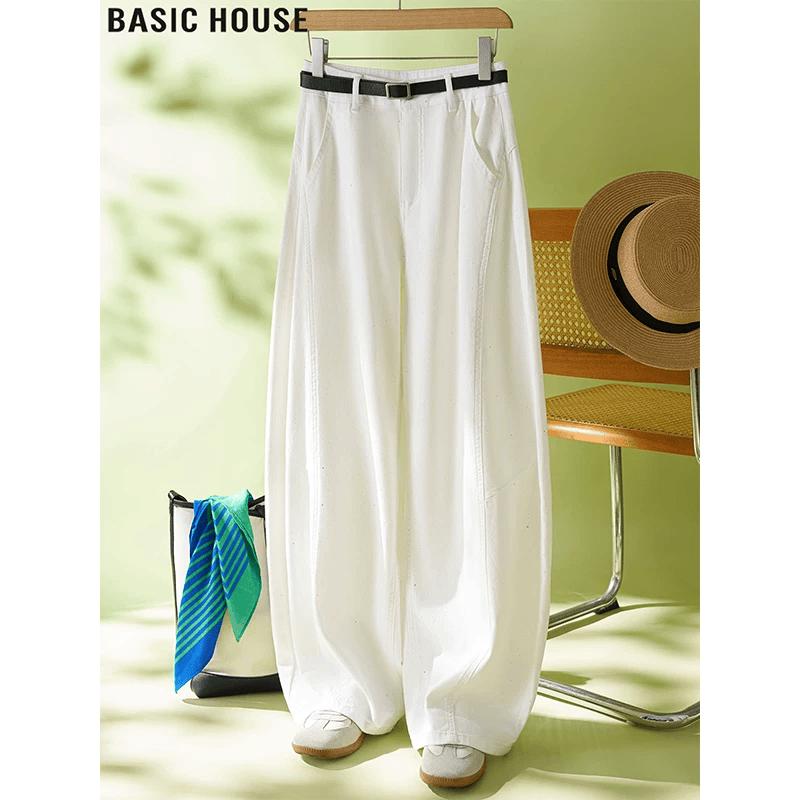 Basic House Women s White Tencel Blend Wide-Leg Jeans M