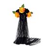 Halloween Gothic Flower Garland With Black Veils Hairband Cosplay Wedding Headpiece Costume Headwear Accessory