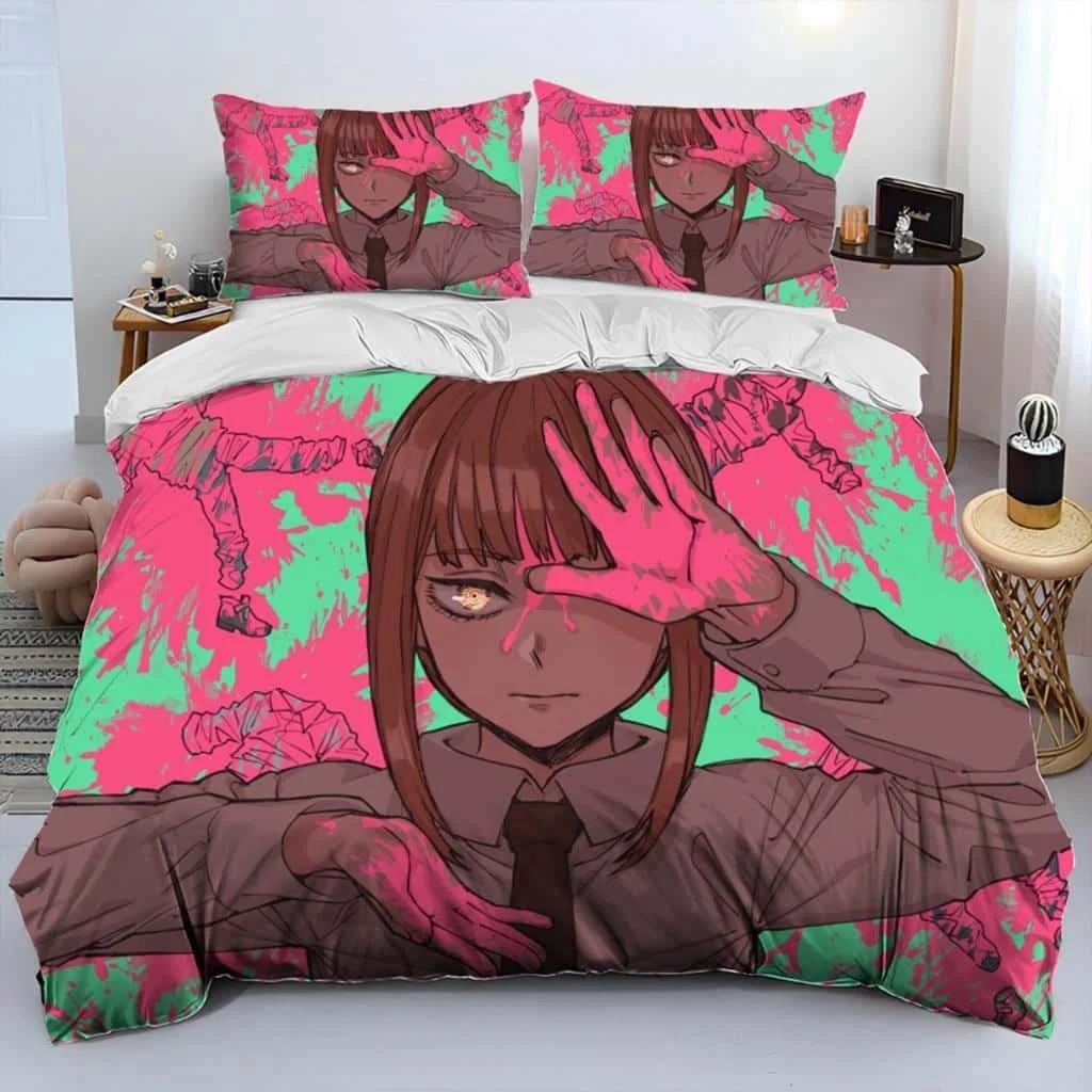 3D Anime Chainsaw Man Denji Cartoon Comforter Bedding Set,Duvet Cover Bed Set Quilt Cover Pillowcase,king Queen Size Bedding Set