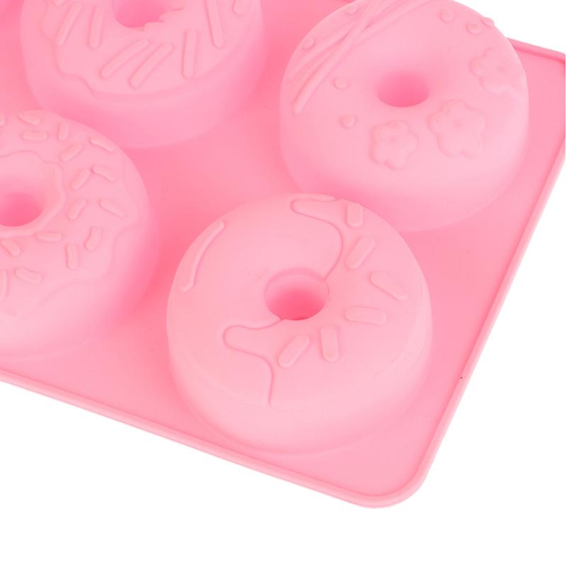 Silicone Donut Mold 6 Cavity Chocolate Mold Pastry Bread Cake Mould Non-Stick Dessert Mold Diy Baking Tray Doughnut Making Tool