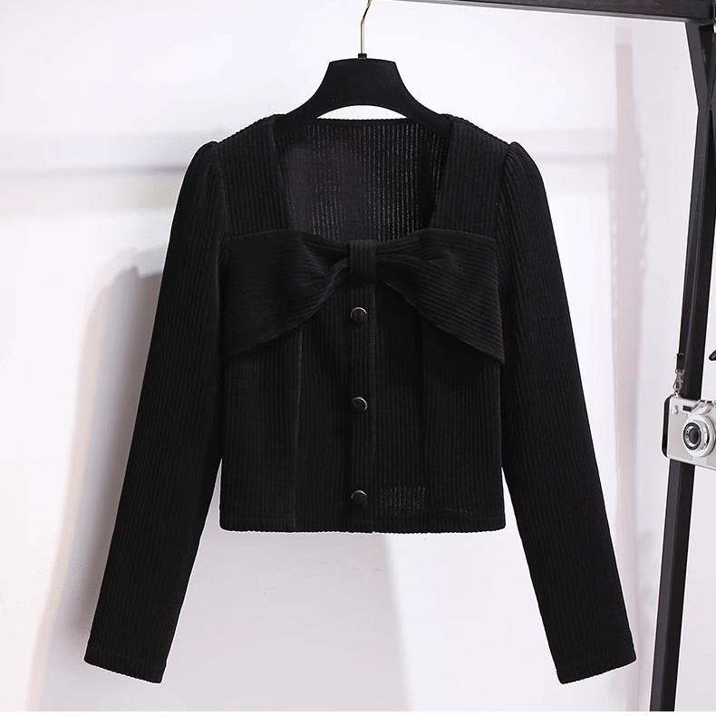 Red Corduroy Jacket Mini Skirt Women's Fashionable Two Piece Set Autumn Season Elegant and Stylish Clothing