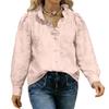 Long Sleeve Button Down Shirt for Women with Floral Embroidery Loose Fit Blouse Casual Collar Top for Daily Wear