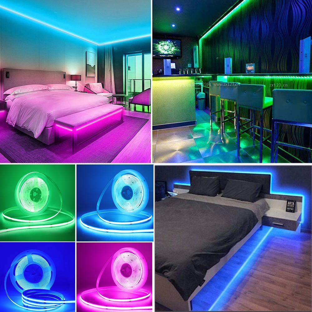 12V 24V COB LED Strip Light 320 LEDs/M Self Adhesive Flexible Ribbon Rope White Pink Yellow Blue Red Green Home Decor