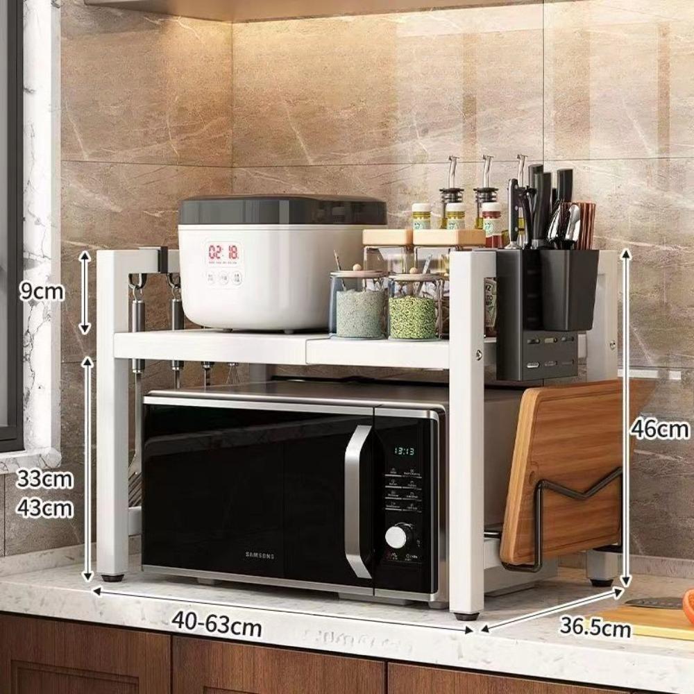 Hushålls Multifunktionellt Bredd- och Höjdjusterbart Förvaringsställ Kök Rostfritt och Tjockt Runt Smidigt Stabilt Förvaringsställ