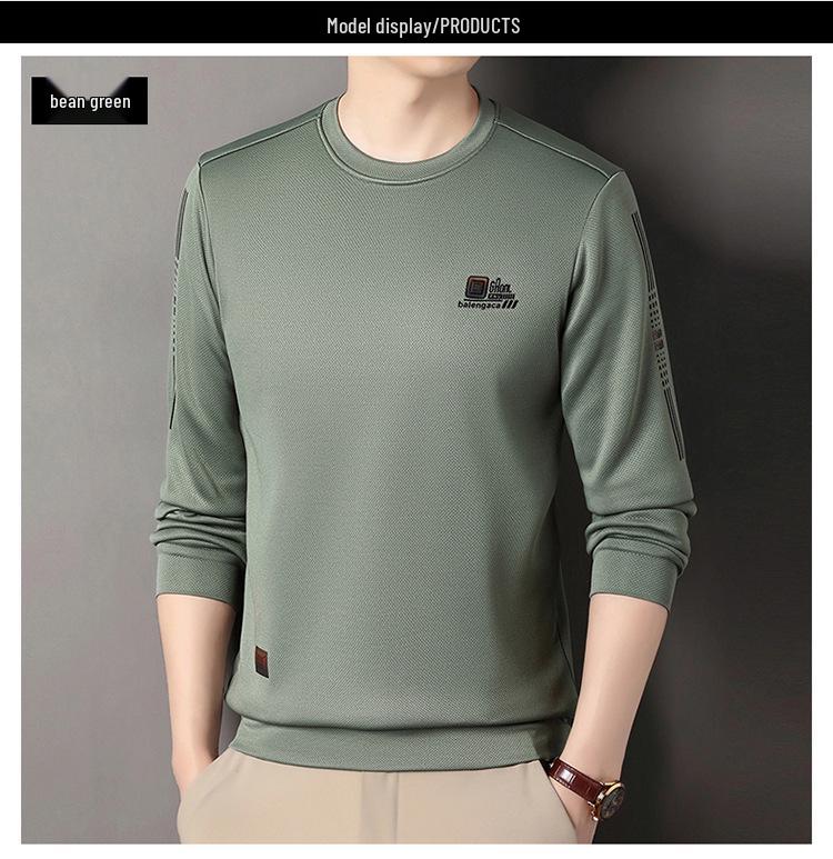 Men's Fleece-Lined Long-Sleeve Sweatshirt - Winter Casual Round Neck Top