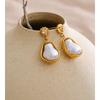 Eetit Baroque Simulated Pearls Zirconia Drop Earrings Golden Stainless Steel Geometric Chic Jewelry for Women Accessories Gift