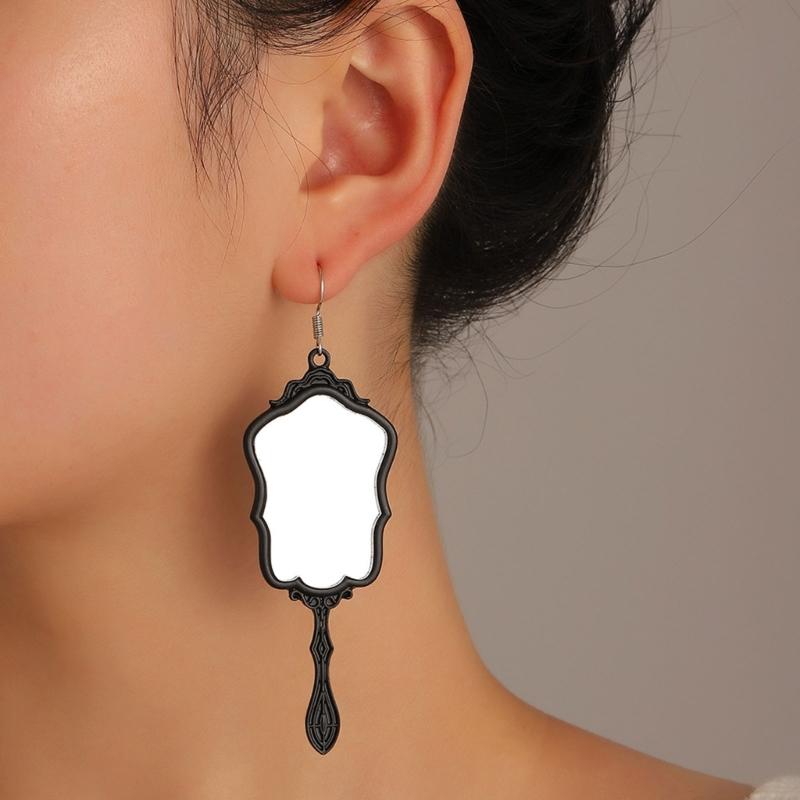 Exquisite Mirror Earrings Reflective Mirror Pendant Stud Earring for Women Girl