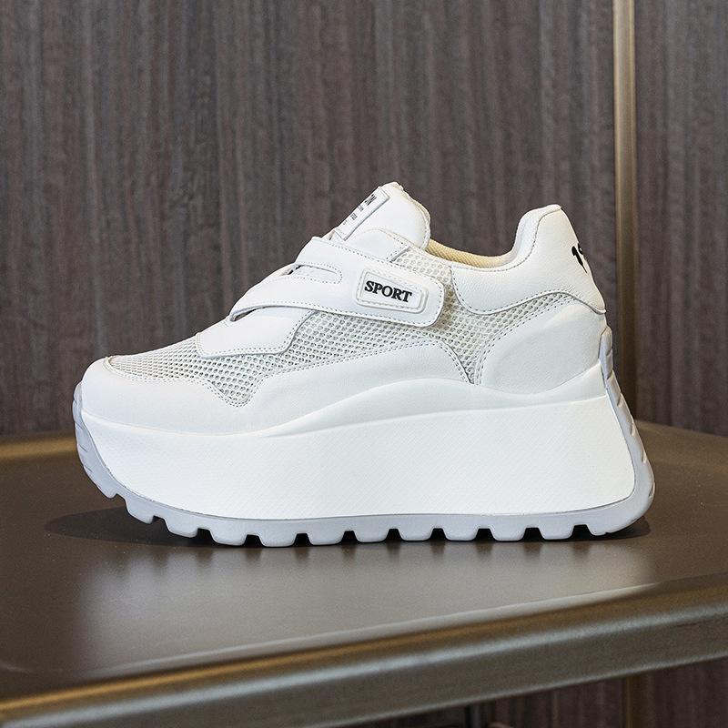 

8cm Microfiber Leather Spring Autumn Shoes Chunky Sneakers Platform Wedge Women Casual Shoes Ladies Fashion Skate Boarding 34