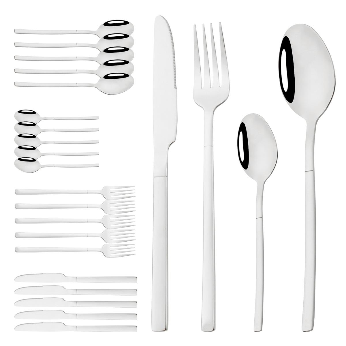 

Набор столовой посуды из розового золота, 24 предмета, зеркальный, западный, набор столовых приборов из нержавеющей стали, вилка, нож, ложка, столовая посуда, для дома, кухни, вечеринки, столовые приборы серебряный