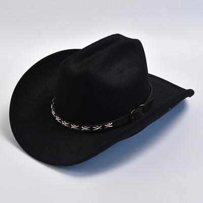 Vintage Western Cowboyhüte mit großem Rand für Männer und Frauen, Kunstwolle, Gentleman-Cowgirl-Jazzhut