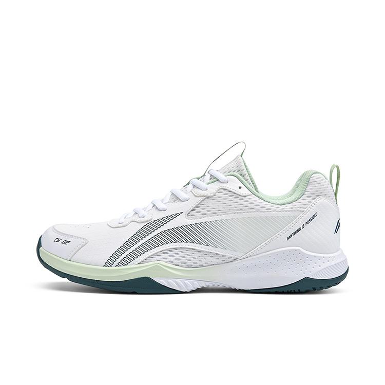 

New LINING Badminton Shoes Unisex Low top Standard White/Cloud Emerald Green AYTU011-3 42