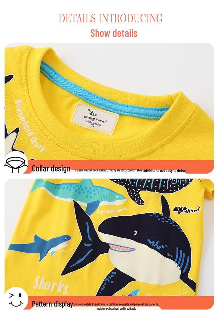 Children's Glow-in-the-Dark Shark Print Summer T-Shirt 2026