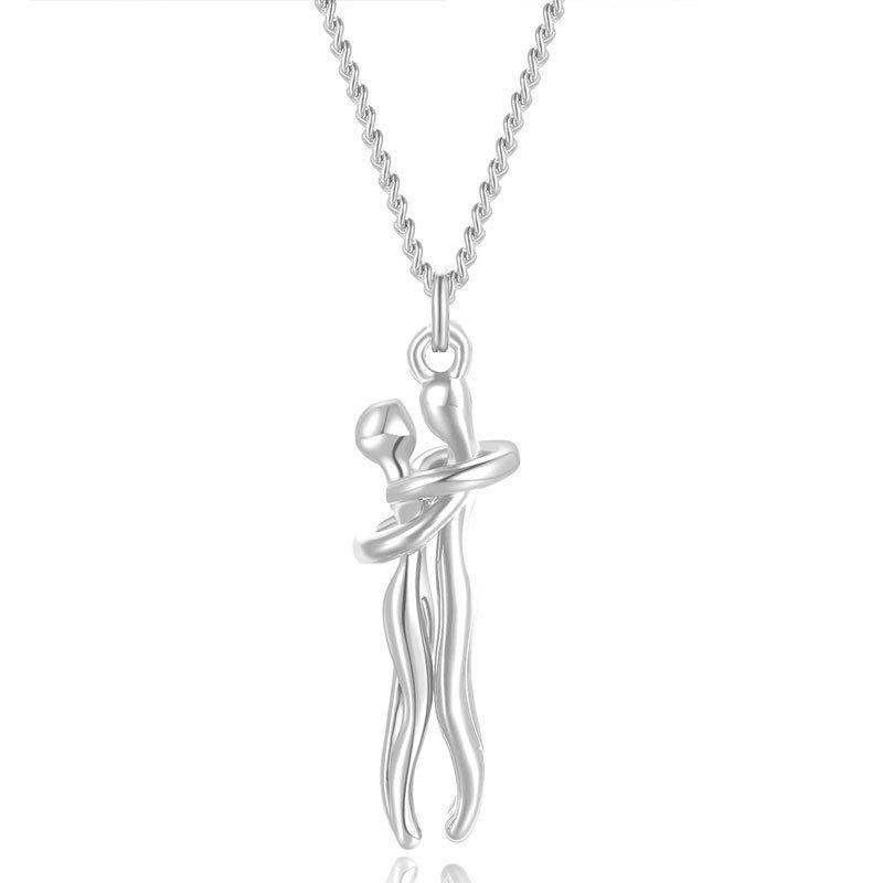 Couple Hug Necklace Lovers Hugging Pendant Valentine'S Day Couple Gift Love Style Gift For Wife