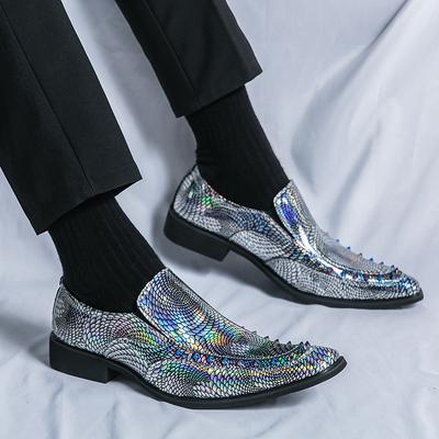 Men's Shoes Fashion Chelsea Snake Pattern Pointed Leather Shoes Foreign Trade Trend Versatile Couple Small Leather Shoes Nightclub Leather Boots