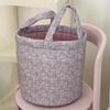 Large Capacity Floral Storage Basket Cotton with Handle Quilted Storage Basket Collapsible Flower Pattern Storage Basket