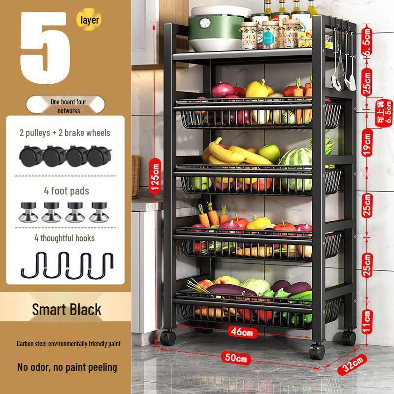 Stainless Steel Multi-Layer Kitchen Trolley for Fruits & Vegetables