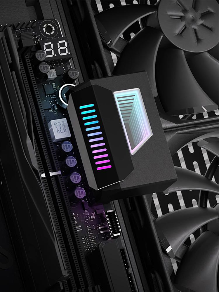 ATX 24 Pin 180 Degree Adapter with Infinity Mirror ARGB Light 24-Pin Angle Adapter for Computer Motherboard ATX Power Supply