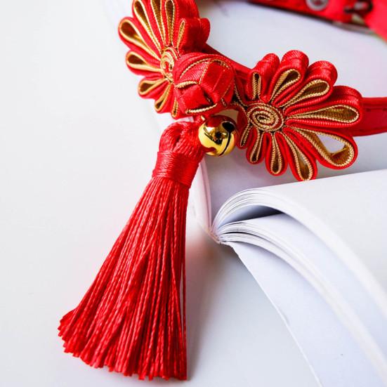 Obojek pro psa Design čínského uzlu Dekorativní Polyesterový Obojek pro domácí mazlíčky Kočky Psy se zvonkem