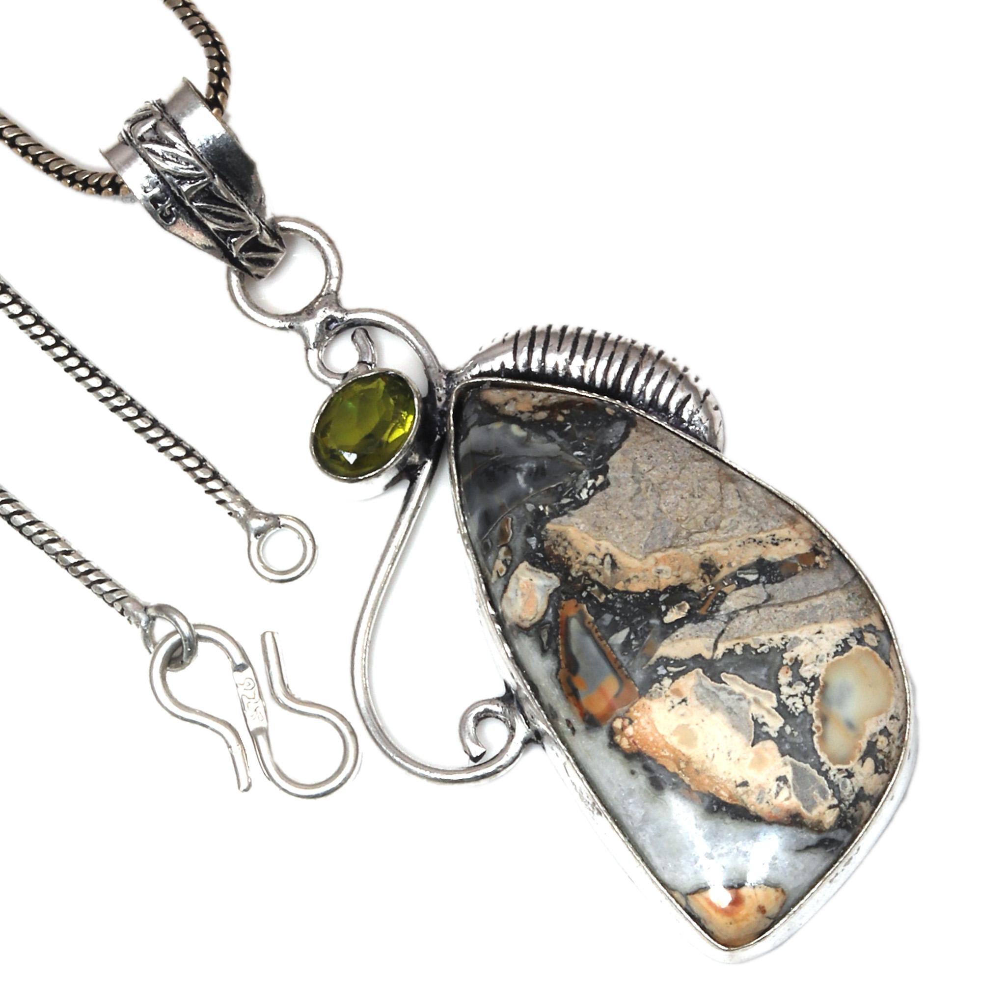 

Серебряная подвеска Malinga Jasper Peridot Gemstone ко Дню святого Валентина 2.25