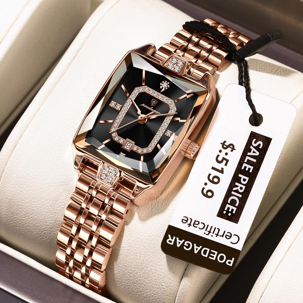 POEDAGAR Trendy Luxury Women Watch Waterproof Date Ladies Wristwatch Stainless Steel Exquisite Elegant Quartz Watches For Women
