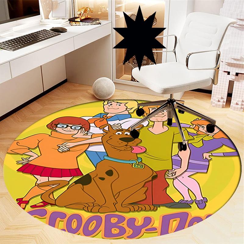 Scooby-Doo Printed Round Rug Carpet Chair Rug Area Rug Entryway Doormats,for Office Chair Living Room Bedroom Kitchen Room.