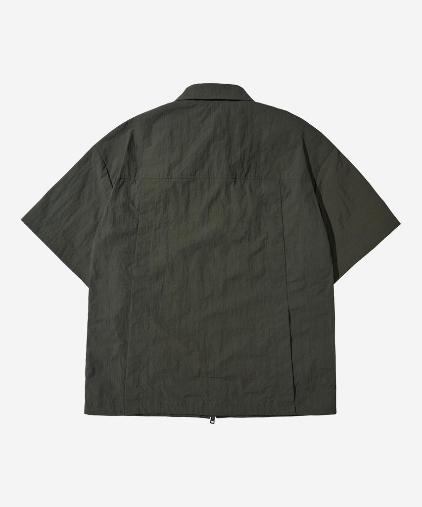 Kallapataleu Nylon Taslan Offset Zip Pocket Half Shirts - Khaki