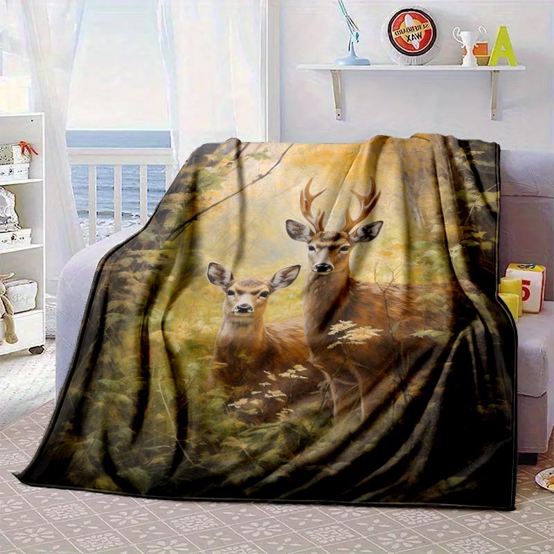 Deer With Floral Crown Blanket Flannel Blanket Throw Blanket Sofa Cover Blanket Soft Premium Blanket Picnic Blanket Tv Blanket Gifts