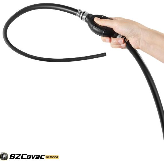 3/8" Fuel Line Assembly, 6FT Nylon Braided Marine Fuel Hose with Primer Bulb and Stainless Clamps, Universal Fuel Line Kit for Outboard Boat Motor,