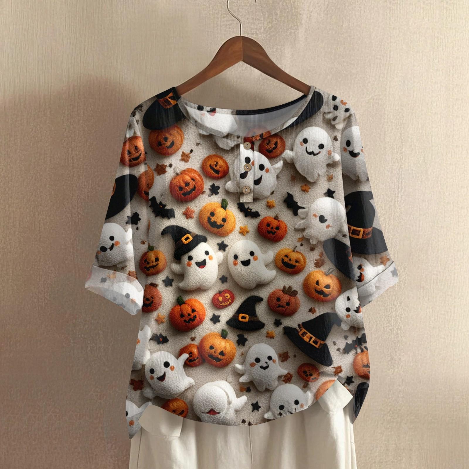 

Женская модная и повседневная рубашка с полурукавом, круглым вырезом, принтом, из хлопка и льна, блузка-топ L