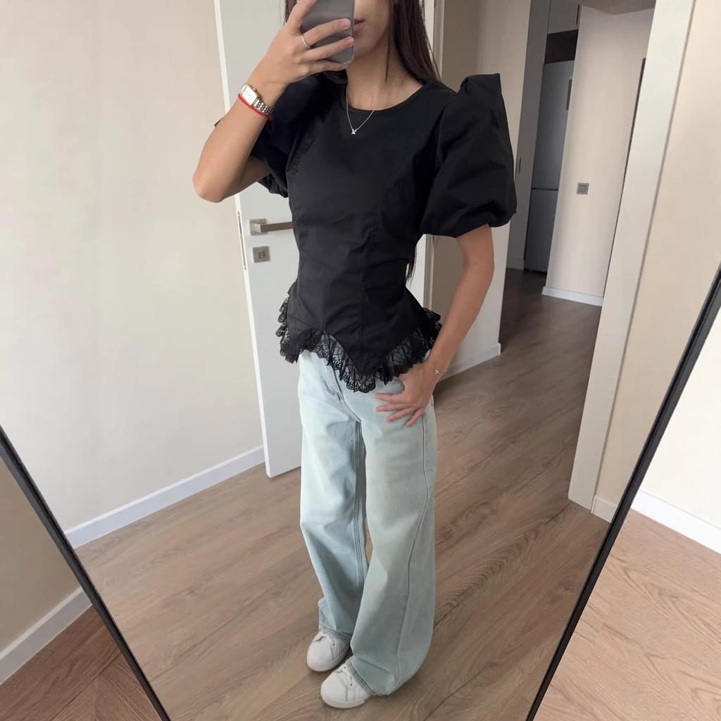 Casual Puff Sleeve Top For Women With Polyester Fabric For Daily Wear