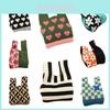 Durable Polyester Fabric Knitted Handheld Bag In 10 Colors For Women