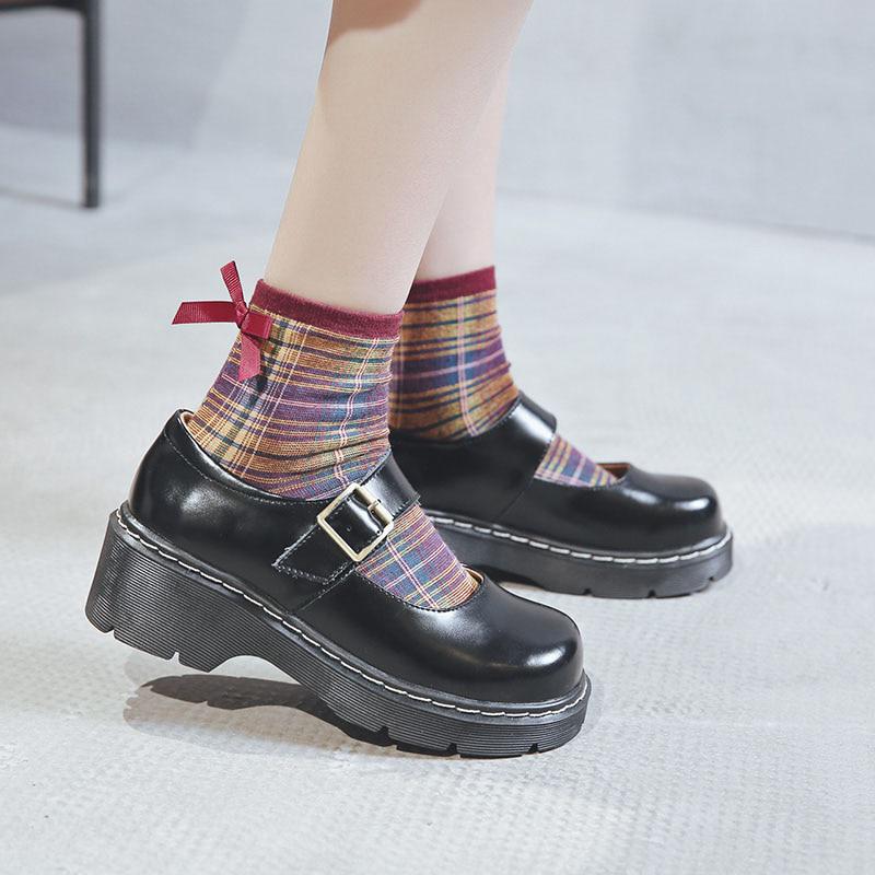 Chaussures Mary Janes à boucle vintage de style japonais pour femmes, chaussures décontractées en cuir à bouche peu profonde pour étudiantes, semelle épaisse
