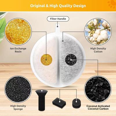 Yousheng Cat Water Fountain Filter Replacement Automatic Pet Water Dispenser Activated Carbon Filtration System with Sponges for XCHO