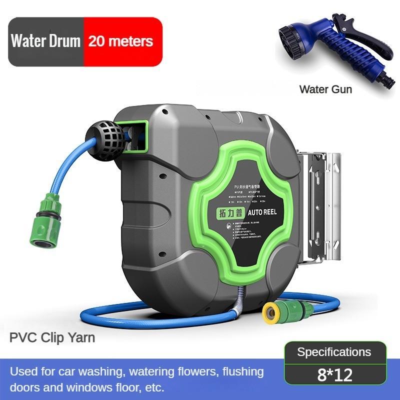 Automatic Retractable Hose Pipe Reel Automotive Maintenance And Beauty Tube Winder Wall Mounted Water Drum