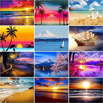 Diamond Painting Landscape Kits Full Round Diamond Embroidery Cross Stitch Diamond Mosaic Handcraft Home Decor