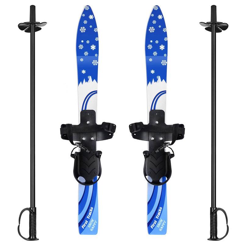 Beginner Kids Ski Set with Poles, Plastic Skis for Children Outdoor Snow Play, Safe & Easy Learning Equipment