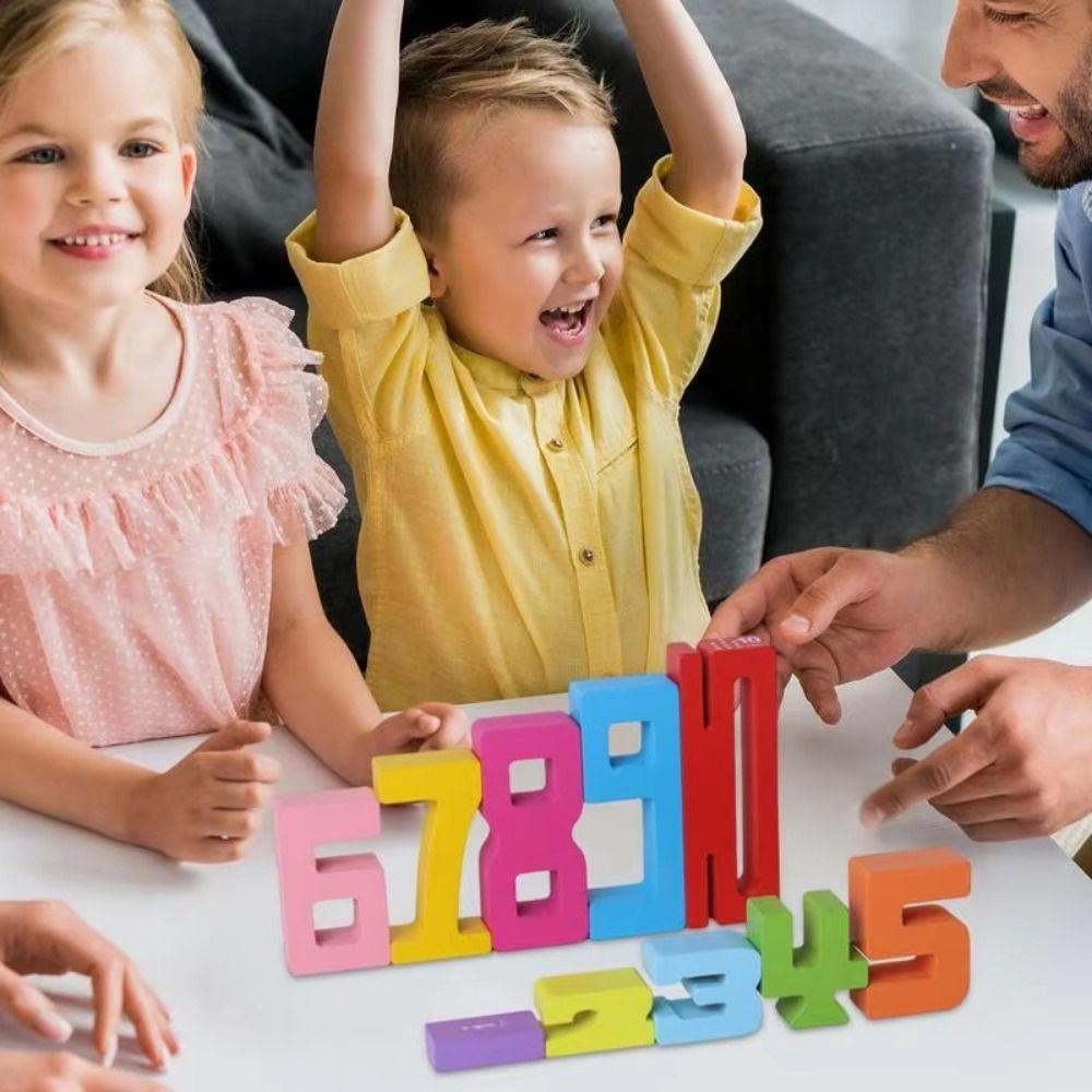 Wooden 3D Digital Puzzle Large Particle Stacking Blocks Creative Digital Building Blocks Kids Gift